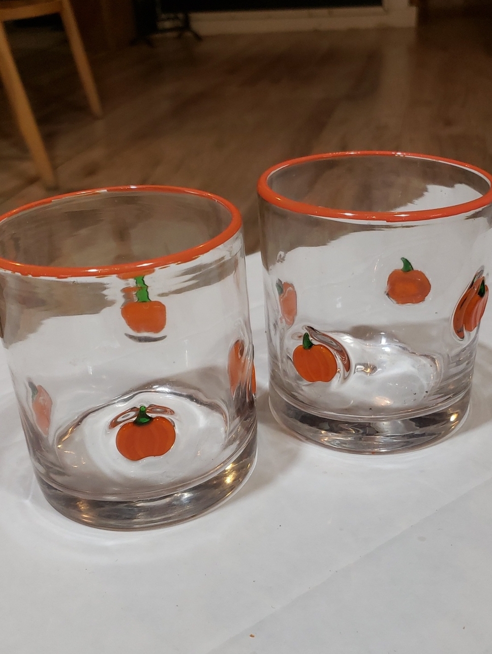 Set Of Two Anthropologie Style Raised 3D Pumpkins Fall Halloween Glasses